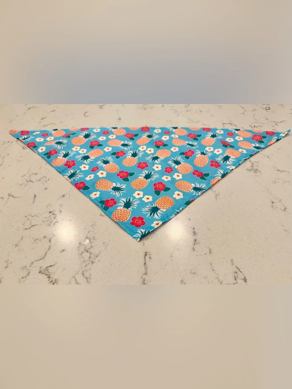 Set of 2 Tropical Print Dog Bandanas - flamingo and pineapple with hibiscus